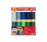 Gütermann Sew All Thread Pack of 10 100m Spools Set 5 Blue Green Sewing Machine