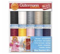 Gütermann Sewing Thread Set All-Purpose Water Repellent - Set of 10 Spools All-Purpose Sewing Water Repellent 100 m Ideal for Water-Repellent Closing and Quilting Seams