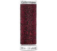 Gütermann Sparkly Metal Effect Thread (1 x 100 m) in 6 Colours for Glittering Stitches and Seams (9946 - Red)