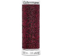 Gütermann Sparkly Metal Effect Thread (1 x 100 m) in 6 Colours for Glittering Stitches and Seams (9946 - Red)