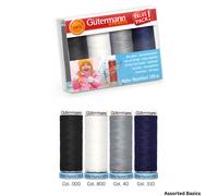 Gutermann Water-Repellent Thread Set - 4X100M Assorted Colours, Weather-Resistant Sew-All For Outdoor Sewing