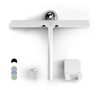 GÜTEWERK shower squeegee white 11 in - incl. chrome suction cup hook - stainless steel core - silicone rubber squeegees for bathroom cleaning - window screen wiper cleaner glass scraper blade showers
