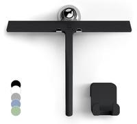 GÜTEWERK Silicone Shower Squeegee, 2-in-1 No-Drill Mount, Black, 28 cm | Streak-Free & No-Squeak Window Cleaning, Stainless Steel Core, Hook/Suction/Adhesive, Squeegee for Glass Doors & Mirrors