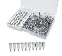 GUETNEU 10 Pcs Fixed Bridge Jumper, FBI-10-6 Fixed Bridge Connectors for DIN Rail Terminal Blocks, Insert-Pull Bridging, Compatible with UK2.5B and UK5N, 10 Pole, 100 Screws Included