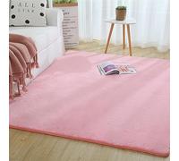GueTTO Fluffy Faux Rabbit Fur Long Plush Rug, Ins Style Girly Carpet for Bedroom Bedside Bay Window, Non-Slip Photo Props, Multiple Sizes & Colors,Pink A,60x200 cm