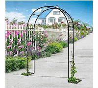GueTTO Heavy Duty Rustproof Green Metal Garden Arch, Steel Trellis Support for Roses and Vegetable Vines, Large Freestanding Decor Arch for Outdoor Garden Landscaping,W120*H220cm