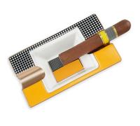 GUEVARA Cigar Ashtray, Large, Porcelain, Modern Outdoor, White, Black, Yellow