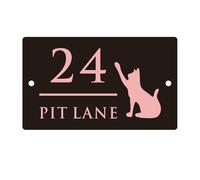 Gufacai Acrylic Cat House Sign, Modern 3D Floating Personalized Address Plaque, Black Rose, 11.81 x 7.09 inches