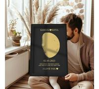 Gufacai Custom Foil Moon Phase Print By Date,Personalised Gold or Silver Foil,Custom Moon Phase Poster,Sky on Anniversary,Birthday,Christmas,Wedding,Mom,Dad,moon Phase Wall Decor (A3)