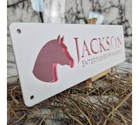 Gufacai Custom Horse Name Plate Horse Name Plaque Personalized Stable Name Plaque Custom Horse Stall Acrylic Sign for Farm Barn Sign Ranch Acrylic Sign Pony Stable Door Sign (Black Gold)