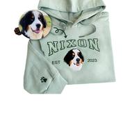 Gufacai Custom Pet Portrait Embroidered Hoodie - Dog, Cat - Multi, Green - 0 - All Breeds - All Seasons - Unisex - Adult - Custom - Hoodie - Pet Supplies