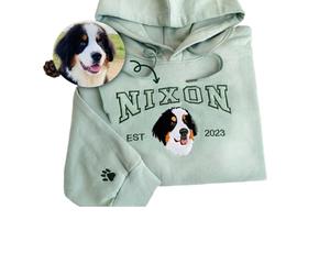 Gufacai Custom Pet Portrait Embroidered Hoodie - Dog, Cat - Multi, Green - 0 - All Breeds - All Seasons - Unisex - Adult - Custom - Hoodie - Pet Supplies