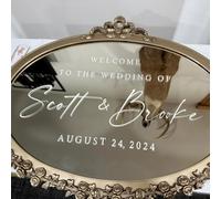 Gufacai Custom Wedding Welcome Mirror Vinyl Sticker Personalized Name Decal Wedding Sign Birthday Mirror Decor (White, 42x69cm)