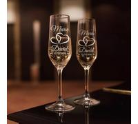Gufacai Personalized Wedding Champagne Flutes, Set of 2, Custom Engraved, Transparent Glass, 200ml Capacity, Classic Style, Reusable, Perfect for Weddings, Anniversaries, Engagements