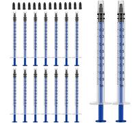 Gufastoe 100pcs 1ml Blue Plastic Syringes with caps for Scientific Labs Experiment Refilling, Feeding Pets