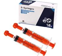 Gufastore 50pcs 5ml Syringes with Caps for Industry Lab Pet Feeding (Orange)