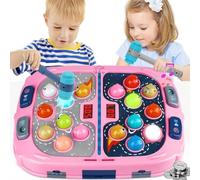 Guffawz Whack-a-Mole Game for Kids, Interactive Hammer Toy with Lights & Sounds, PK Mode with 2 Hammers, Educational Pounding Game for Kids Ages 3-8, Gifts for Boys & Girls(Pink)