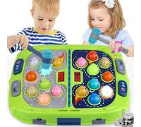 Guffawz Whack-a-Mole Game for Kids, Interactive Hammer Toy with Lights & Sounds, PK Mode with 2 Hammers, Educational Pounding Game for Kids Ages 3-8, Gifts for Boys & Girls(Green)