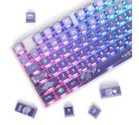 Guffercty kred Pudding PBT Keycaps for 75 Percent Keyboard, 120-Keys Transparent Keycaps ASA Profile Custom Replacement Key Caps US Layout for 60 68 82 87 104 Mechanical Keyboard (Lotus Pond)