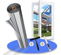 Gufoltie Window Film Privacy One Way Clear Heat Reflective UV Window Tint Mirror Film for Glass Windows Sun Blocker See Out Not in for Home Office Silver 100x400cm