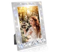 GUFONKOD 3.5x5 Bling Picture Frame Sparkle Glass Photo Frames 3.5x5 with Glitter Rhinstone Diamonds for Tabletop, Vertically, Gemstone Lace， 1 Pack