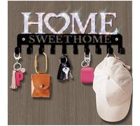 GUFONKOD design Home Wall Mounted Bling Key Hangers Holder Hooks Organizer Rack 10 inches 10 Hooks,Bling SWEET HOME Vintage Metal Decor for Entryway Front Door Kitchen Hallway Garage Office