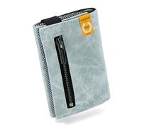 GUGGIARI® Cards, Notes, Coins RFID Wallet with Strap - Soft PU Leather Trifold Wallet for Men - Compact Slim Wallet with Coin Pocket (Polyester, Blue Sky)