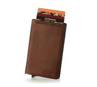 GUGGIARI® Credit Card Holder with Coin Compartment and Magnetic Closure - Aluminium RFID Card Holder - Mini Wallet Men - Thin Wallet for Men-Brown