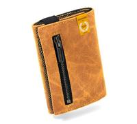 GUGGIARI® Slim Wallet with Coin Compartment, Microfiber Jacquard RFID Protection Credit Card Holder, Ambra, S