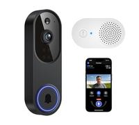 guggre Wireless Alarm, 1080p Surveillance Recording for Security with AI Human Detection, 2-Way Audio, Night Vision, AES-128 Cloud Storage, Real-Time Alerts, Compatible with Smartphone (Black)