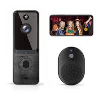 guggre Wireless Video Doorbell with Chime Ringer, Enhanced Security with AI Human Detection, 2-Way Audio, HD Night Vision, AES-128 Cloud Storage, Real-Time Alerts, Smart Home Protection (Black)
