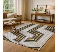 GUGJHFVH Area Rug Kitchen Rug for Hallway Bedroom Living Room, Non Slip, Washable Modern Geometric Gold, 120x160cm