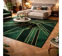 GUGJHFVH Bathroom Rugs Non Slip Kitchen Toilet Hall Hallway Entrance Hardwearing Machine Washable Geometric Green, 60x90cm