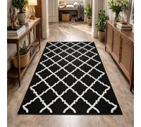 GUGJHFVH Bathroom Rugs Non Slip Kitchen Toilet Hall Hallway Entrance Hardwearing Machine Washable Modern Geometric Black, 60x90cm