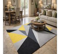 GUGJHFVH Bathroom Rugs Non Slip Kitchen Toilet Hall Hallway Entrance Hardwearing Machine Washable Modern Geometric Yellow, 60x90cm