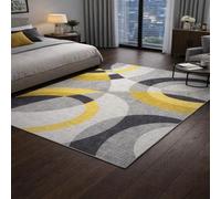 GUGJHFVH Bathroom Rugs Non Slip Kitchen Toilet Hall Hallway Entrance Hardwearing Machine Washable Modern Geometric Yellow, 60x90cm