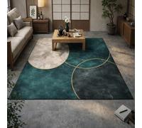 GUGJHFVH Bathroom Rugs Non Slip Kitchen Toilet Hall Hallway Entrance Hardwearing Machine Washable Modern Geometric Abstract Green, 60x90cm
