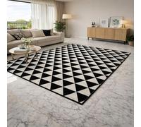 GUGJHFVH Bathroom Rugs Non Slip Kitchen Toilet Hall Hallway Entrance Hardwearing Machine Washable Modern Geometric Black, 60x90cm