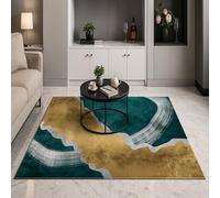 GUGJHFVH Hallway Rugs Non Slip Kitchen Runner Mat Front Door Entryway Bedroom Washable Soft Area Low Pile Rugs Modern Abstract Gold, 80x150cm