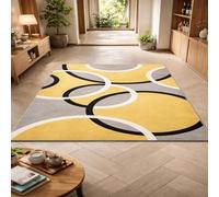 GUGJHFVH Hallway Rugs Non Slip Kitchen Runner Mat Front Door Entryway Bedroom Washable Soft Area Low Pile Rugs Modern Geometric Yellow, 80x150cm