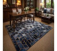 GUGJHFVH Hallway Runner Rug Long Kitchen Runner Rug Soft Non Slip Bedroom Rugs Washable Kitchen Rug Modern Geometric Blue, 90x160cm