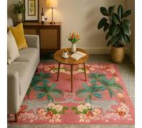 GUGJHFVH Hallway Runner Rug Long Kitchen Runner Rug Soft Non Slip Bedroom Rugs Washable Kitchen Rug Floral Retro Pink, 90x160cm