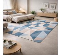 GUGJHFVH Hallway Runner Rug Long Kitchen Runner Rug Soft Non Slip Bedroom Rugs Washable Kitchen Rug Modern Geometric Blue, 90x160cm