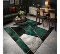 GUGJHFVH Hallway Runner Rug Long Kitchen Runner Rug Soft Non Slip Bedroom Rugs Washable Kitchen Rug Geometric Green, 90x160cm