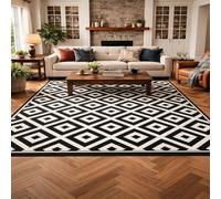 GUGJHFVH Hallway Runner Rug Long Kitchen Runner Rug Soft Non Slip Bedroom Rugs Washable Kitchen Rug Modern Geometric Black, 90x160cm