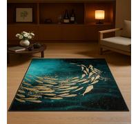 GUGJHFVH Hallway Runner Rug Long Kitchen Runner Rug Soft Non Slip Bedroom Rugs Washable Kitchen Rug Modern Abstract Blue, 90x160cm