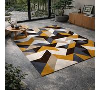 GUGJHFVH Hallway Runner Rug Long Kitchen Runner Rug Soft Non Slip Bedroom Rugs Washable Kitchen Rug Modern Geometric Yellow, 90x160cm