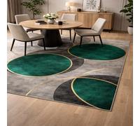 GUGJHFVH Interior Rug Bedroom Living Room Dining Kitchen Kids Low Pile Design Non-Slip Washable Easy Care Rug Modern Geometric Green, 150x210cm