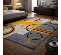 GUGJHFVH Interior Rug Bedroom Living Room Dining Kitchen Kids Low Pile Design Non-Slip Washable Easy Care Rug Modern Geometric Abstract Yellow, 150x210cm