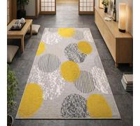 GUGJHFVH Interior Rug Bedroom Living Room Dining Kitchen Kids Low Pile Design Non-Slip Washable Easy Care Rug Modern Geometric Yellow, 150x210cm